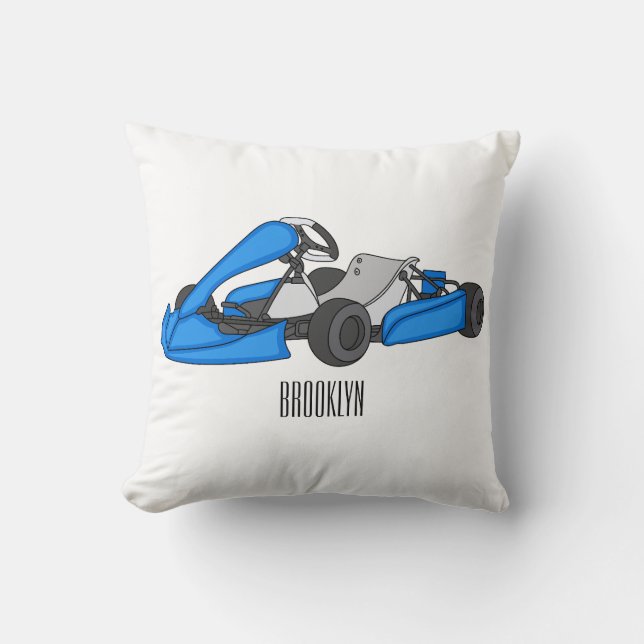 Kart racing cartoon afbeelding kussen (Voorkant)