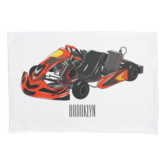 Kart racing cartoon afbeelding kussensloop (Voorkant)