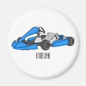 Kart racing cartoon afbeelding magneet (Voorkant)