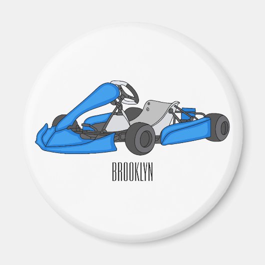 Kart racing cartoon afbeelding magneet (Voorkant)