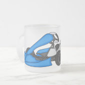 Kart racing cartoon afbeelding matglas koffiemok (Voorkant links)