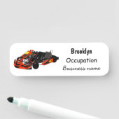 Kart racing cartoon afbeelding naamplaatje (In situ)