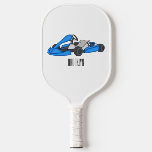 Kart racing cartoon afbeelding pickleball paddle (Voorkant)