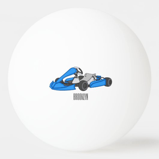 Kart racing cartoon afbeelding pingpongbal (Voorkant)