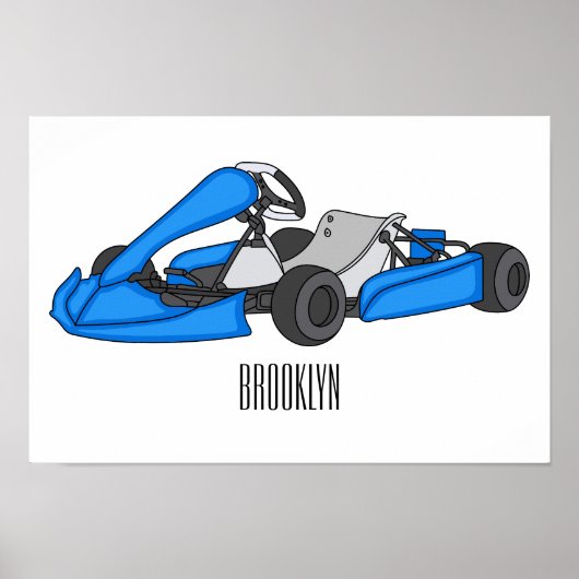 Kart racing cartoon afbeelding poster (Voorkant)