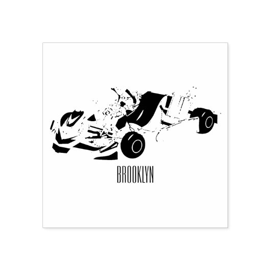 Kart racing cartoon afbeelding rubberstempel (Afrduk)