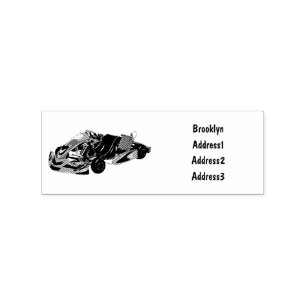 Kart racing cartoon afbeelding rubberstempel