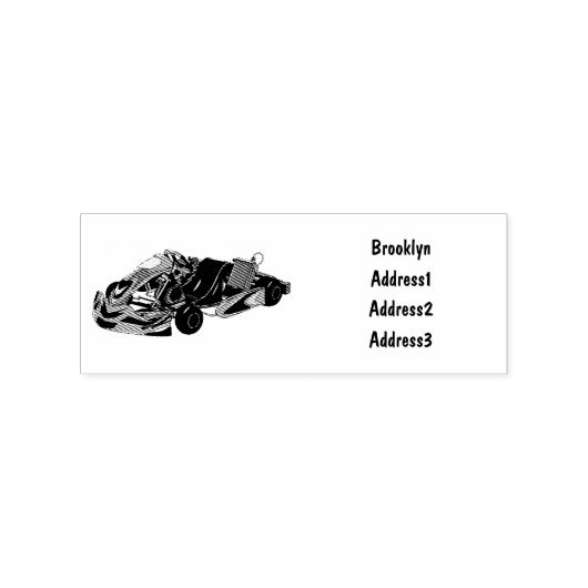 Kart racing cartoon afbeelding rubberstempel (Afrduk)