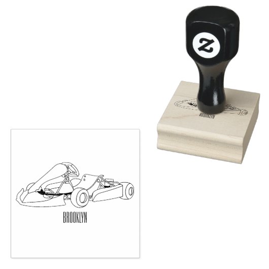 Kart racing cartoon afbeelding rubberstempel (Gestempeld)