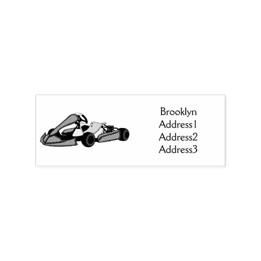 Kart racing cartoon afbeelding rubberstempel (Afrduk)