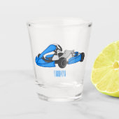 Kart racing cartoon afbeelding shot glas (Voorkant)