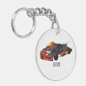 Kart racing cartoon afbeelding sleutelhanger (Voorkant Links)
