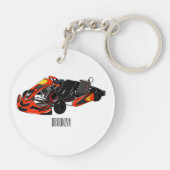 Kart racing cartoon afbeelding sleutelhanger (Achterkant)