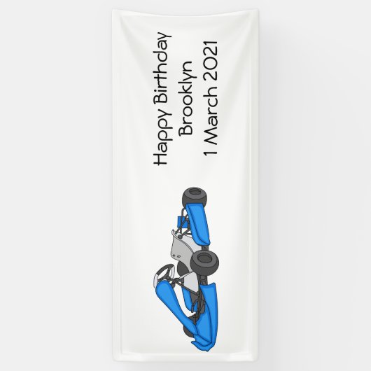 Kart racing cartoon afbeelding spandoek (Verticaal)
