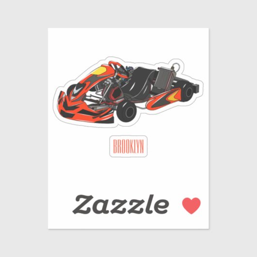 Kart racing cartoon afbeelding sticker