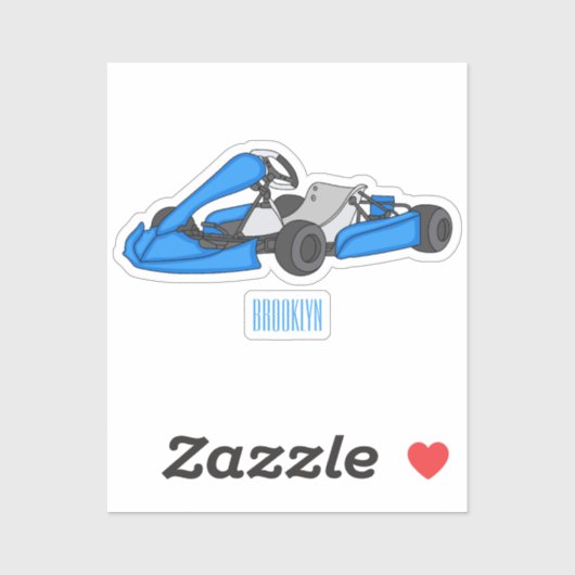 Kart racing cartoon afbeelding sticker (Vel)