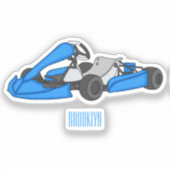 Kart racing cartoon afbeelding sticker (Voorkant)