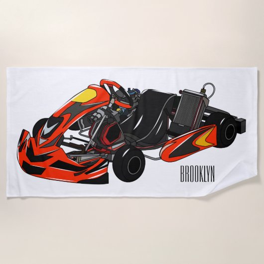 Kart racing cartoon afbeelding strandlaken (Voorkant)