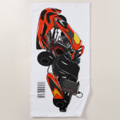 Kart racing cartoon afbeelding strandlaken (Voorkant)
