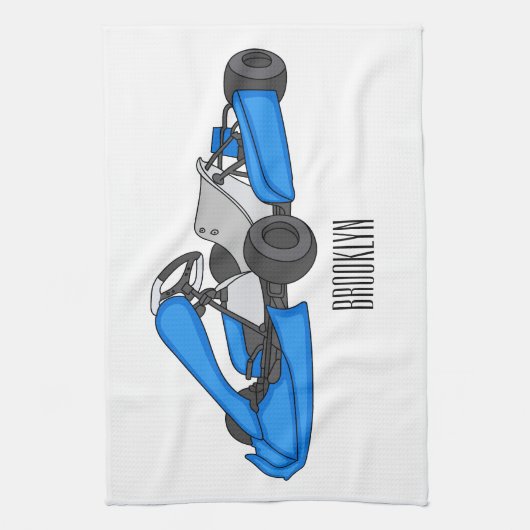 Kart racing cartoon afbeelding theedoek (Verticaal)