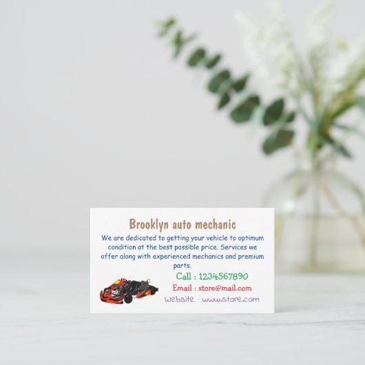 Kart racing cartoon afbeelding visitekaartje (Staand voorkant)