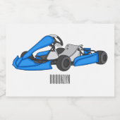 Kart racing cartoon afbeelding voedselcontainer etiket (Enkel label)