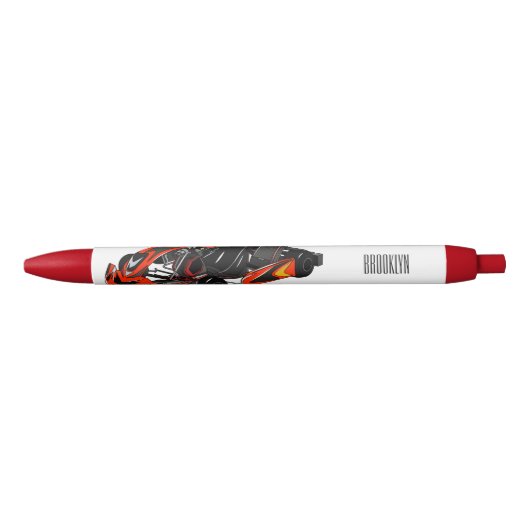 Kart racing cartoon afbeelding zwarte inkt pen (Voorkant)
