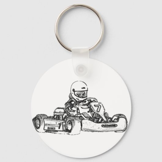 Kart Racing Pencil Sketch Sleutelhanger (Voorkant)