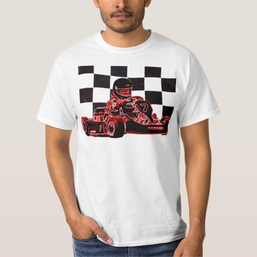 Kart Racing Red/Checkered Flag T-shirt (Voorkant)