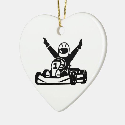 Kart racingkampioen keramisch ornament (Links)