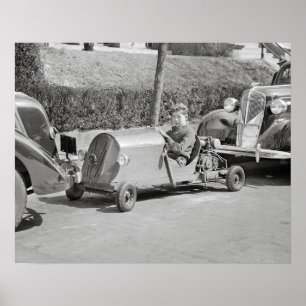 Kartcoureur, 1937. Oude foto Poster