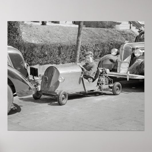 Kartcoureur, 1937. Oude foto Poster (Voorkant)