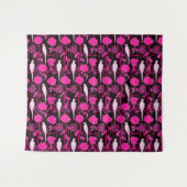 KARTDECO BLACK PINK FUCHSIA FLOWERS, WITTE DELEN WANDKLEED (Voorkant (horizontaal))