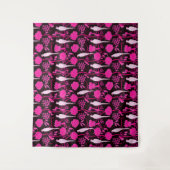 KARTDECO BLACK PINK FUCHSIA FLOWERS, WITTE DELEN WANDKLEED (Voorkant)