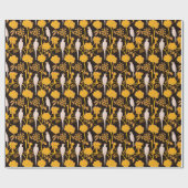 KARTDECO-GEEL, WITTE DELEN OP ZWART CADEAUPAPIER (Vlak)