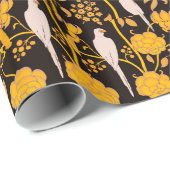 KARTDECO-GEEL, WITTE DELEN OP ZWART CADEAUPAPIER (Rol Hoek)