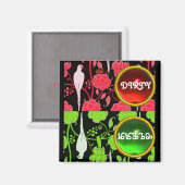 KARTDECO-PARROTS, RODE GROENE STROMEN DIRTY CLEAN MAGNEET (Voorkant / Achterkant)