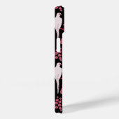 KARTDECO PINK FLOWERS, WITTE PARROTS OP ZWARTE Case-Mate iPhone CASE (Achterkant / Rechts)