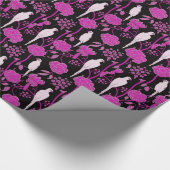 KARTDECO PURPLE FLOWERS, WITTE DELEN OP ZWART CADEAUPAPIER (Hoek)