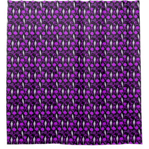 KARTDECO PURPLE FLOWERS, WITTE DELEN OP ZWART DOUCHEGORDIJN