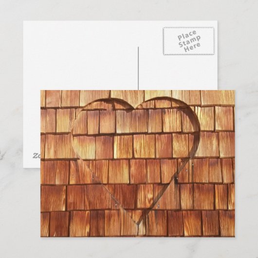 Karte Holz Herz Briefkaart (Voorkant / Achterkant)