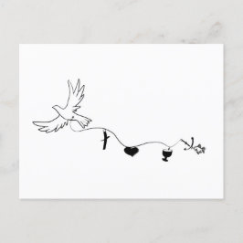 Karte mit Friedenstaube und christlichen Symbolen Briefkaart