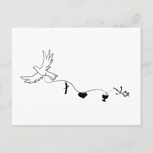 Karte mit Friedenstaube und christlichen Symbolen Briefkaart (Voorkant)