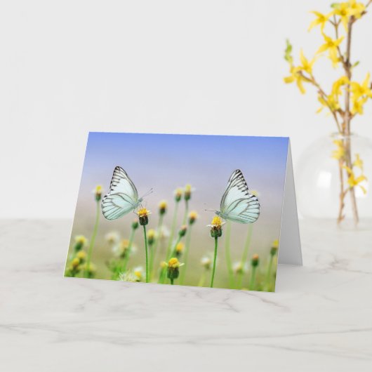 Karten - Lentemotten Vlinders Kaart (Gele Bloem)