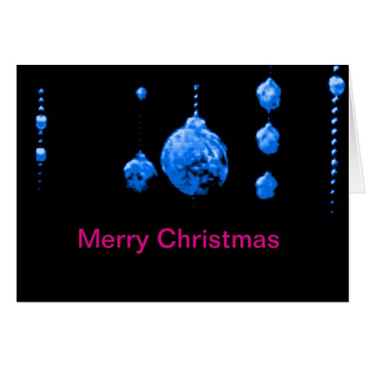 Karten Merry Christmas Dansende Ballen Blauw MUSEU (Voorkant Horizontaal)
