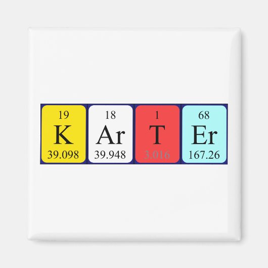 Karter periodieke table name magnet (Voorkant)
