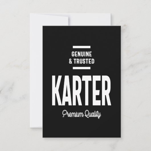 Karter Persoonlijke naam Birthday Gift RSVP Kaartje (Voorkant)