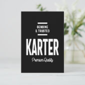 Karter Persoonlijke naam Birthday Gift RSVP Kaartje (Staand voorkant)
