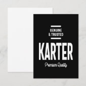 Karter Persoonlijke naam Birthday Gift RSVP Kaartje (Voorkant / Achterkant)