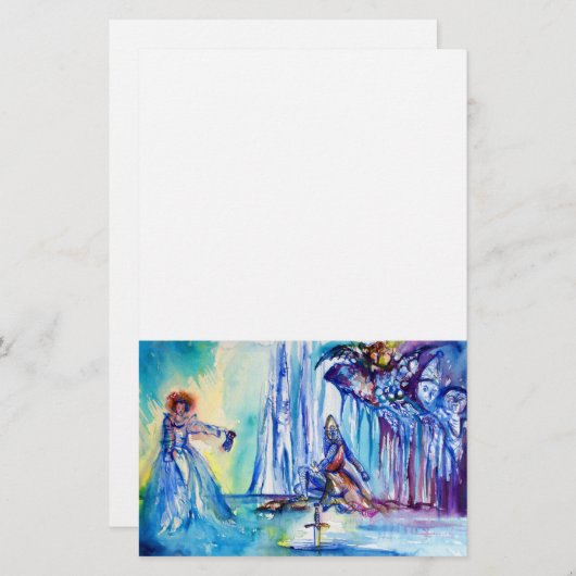 KARTHUR, LADY VAN HET MERK EN roze paars blauw Briefpapier (Voorkant / Achterkant)